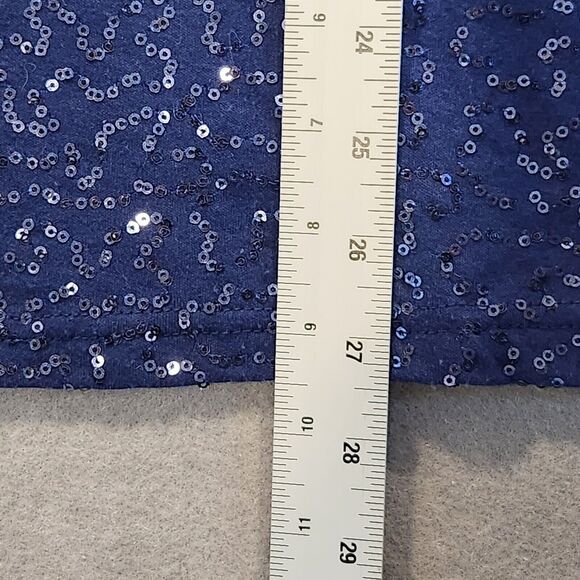 Quacker Factory Womens 1X Top Blue Sequins 3/4 Sleeve - Picture 6 of 7